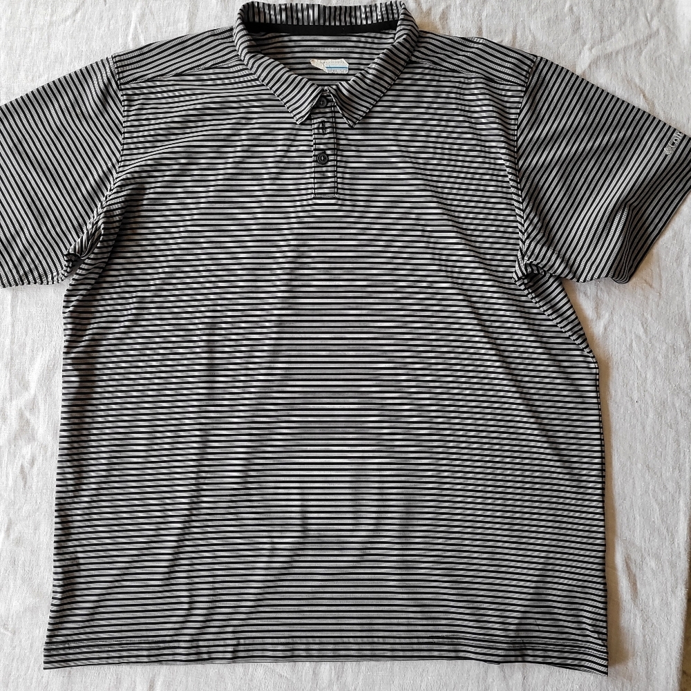 Classic Black and White Striped Polo Shirt